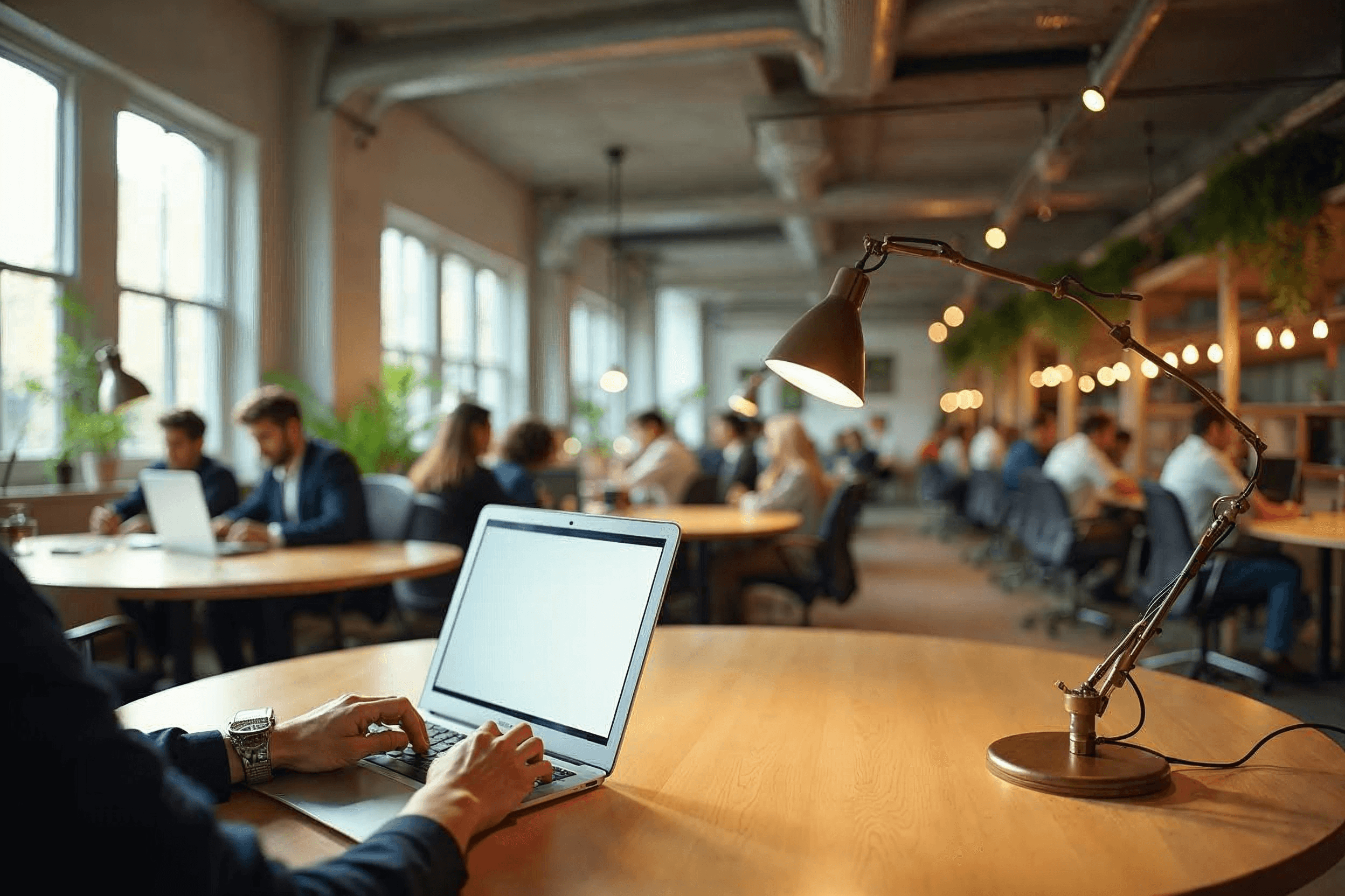Open-plan flexible workspace with natural light