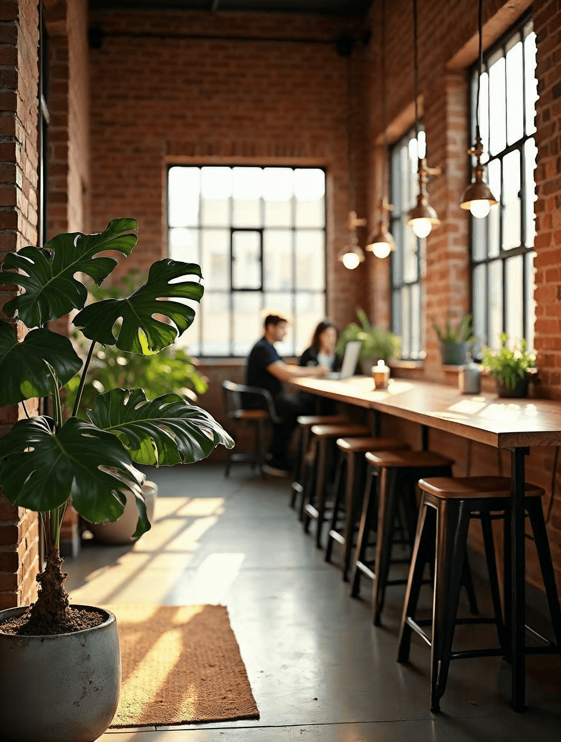 Woodstock location interior with warm industrial lighting
